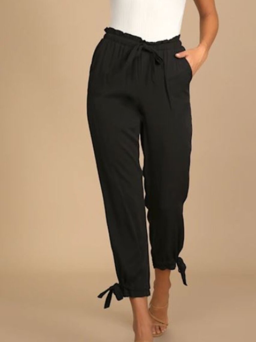 Lulus Women's Sebastian Black Casual Summer Travel Drawstring Pants